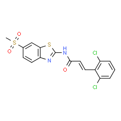 ChemSpider 2D Image | (2E)-3-(2,6-Dichlorophenyl)-N-[6-(methylsulfonyl)-1,3-benzothiazol-2-yl]acrylamide | C17H12Cl2N2O3S2