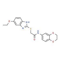 ChemSpider 2D Image | N-(2,3-Dihydro-1,4-benzodioxin-6-yl)-2-[(5-ethoxy-1H-benzimidazol-2-yl)sulfanyl]acetamide | C19H19N3O4S