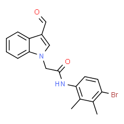 ChemSpider 2D Image | N-(4-Bromo-2,3-dimethylphenyl)-2-(3-formyl-1H-indol-1-yl)acetamide | C19H17BrN2O2