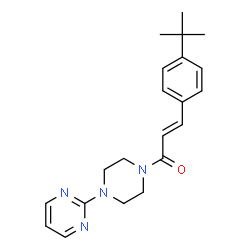 ChemSpider 2D Image | (2E)-3-[4-(2-Methyl-2-propanyl)phenyl]-1-[4-(2-pyrimidinyl)-1-piperazinyl]-2-propen-1-one | C21H26N4O
