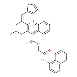 ChemSpider 2D Image | 2-(1-Naphthylamino)-2-oxoethyl (4Z)-4-(2-furylmethylene)-2-methyl-1,2,3,4-tetrahydro-9-acridinecarboxylate | C32H26N2O4