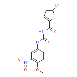 ChemSpider 2D Image | 5-Bromo-N-[(4-methoxy-3-nitrophenyl)carbamothioyl]-2-furamide | C13H10BrN3O5S