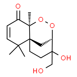 ChemSpider 2D Image | (1S,6S)-10-Hydroxy-10-(hydroxymethyl)-2,2,6-trimethyl-7,8-dioxatricyclo[7.3.1.0~1,6~]tridec-3-en-5-one | C15H22O5