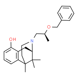 ChemSpider 2D Image | 10-[(2S)-2-(Benzyloxy)propyl]-1,13,13-trimethyl-10-azatricyclo[7.3.1.0~2,7~]trideca-2,4,6-trien-6-ol | C25H33NO2