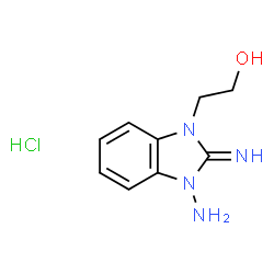 ChemSpider 2D Image | 2-(3-Amino-2-imino-2,3-dihydro-1H-benzimidazol-1-yl)ethanol hydrochloride (1:1) | C9H13ClN4O