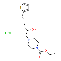 ChemSpider 2D Image | Ethyl 4-[2-hydroxy-3-(2-thienylmethoxy)propyl]-1-piperazinecarboxylate hydrochloride (1:1) | C15H25ClN2O4S