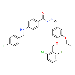 ChemSpider 2D Image | 4-[(4-Chlorobenzyl)amino]-N'-[(Z)-{4-[(2-chloro-6-fluorobenzyl)oxy]-3-ethoxyphenyl}methylene]benzohydrazide | C30H26Cl2FN3O3
