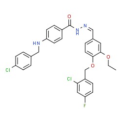 ChemSpider 2D Image | 4-[(4-Chlorobenzyl)amino]-N'-[(Z)-{4-[(2-chloro-4-fluorobenzyl)oxy]-3-ethoxyphenyl}methylene]benzohydrazide | C30H26Cl2FN3O3