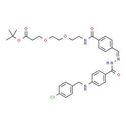 ChemSpider 2D Image | 2-Methyl-2-propanyl 3-{2-[2-({4-[(Z)-({4-[(4-chlorobenzyl)amino]benzoyl}hydrazono)methyl]benzoyl}amino)ethoxy]ethoxy}propanoate | C33H39ClN4O6