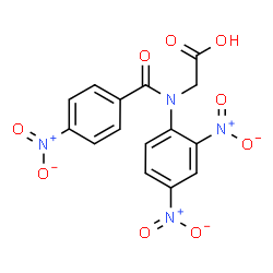 ChemSpider 2D Image | N-(2,4-Dinitrophenyl)-N-(4-nitrobenzoyl)glycine | C15H10N4O9