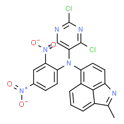 ChemSpider 2D Image | N-(2,4-Dichloro-5-pyrimidinyl)-N-(2,4-dinitrophenyl)-2-methylbenzo[cd]indol-6-amine | C22H12Cl2N6O4