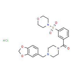 ChemSpider 2D Image | [4-(1,3-Benzodioxol-5-ylmethyl)-1-piperazinyl][3-(4-morpholinylsulfonyl)phenyl]methanone hydrochloride (1:1) | C23H28ClN3O6S