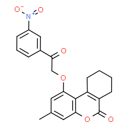 ChemSpider 2D Image | 3-Methyl-1-[2-(3-nitrophenyl)-2-oxoethoxy]-7,8,9,10-tetrahydro-6H-benzo[c]chromen-6-one | C22H19NO6