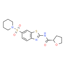ChemSpider 2D Image | (2S)-N-[6-(1-Piperidinylsulfonyl)-1,3-benzothiazol-2-yl]tetrahydro-2-furancarboxamide | C17H21N3O4S2