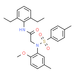 ChemSpider 2D Image | N-(2,6-Diethylphenyl)-N~2~-(2-methoxy-5-methylphenyl)-N~2~-[(4-methylphenyl)sulfonyl]glycinamide | C27H32N2O4S