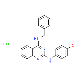 ChemSpider 2D Image | N~4~-Benzyl-N~2~-(4-methoxyphenyl)-2,4-quinazolinediamine hydrochloride (1:1) | C22H21ClN4O