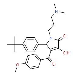 ChemSpider 2D Image | 5-(4-tert-butylphenyl)-1-(3-(dimethylamino)propyl)-3-hydroxy-4-(4-methoxybenzoyl)-1H-pyrrol-2(5H)-one | C27H34N2O4
