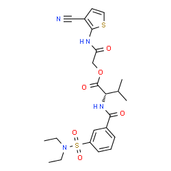 ChemSpider 2D Image | 2-[(3-Cyano-2-thienyl)amino]-2-oxoethyl N-[3-(diethylsulfamoyl)benzoyl]-L-valinate | C23H28N4O6S2