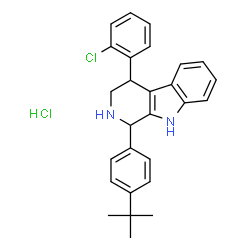 ChemSpider 2D Image | 4-(2-Chlorophenyl)-1-[4-(2-methyl-2-propanyl)phenyl]-2,3,4,9-tetrahydro-1H-beta-carboline hydrochloride (1:1) | C27H28Cl2N2