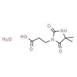 ChemSpider 2D Image | 3-(4,4-Dimethyl-2,5-dioxo-1-imidazolidinyl)propanoic acid hydrate (1:1) | C8H14N2O5