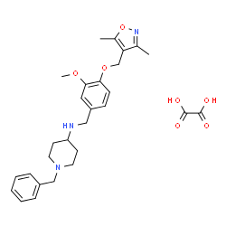 ChemSpider 2D Image | 1-Benzyl-N-{4-[(3,5-dimethyl-1,2-oxazol-4-yl)methoxy]-3-methoxybenzyl}-4-piperidinamine ethanedioate (1:1) | C28H35N3O7