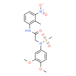 ChemSpider 2D Image | N~2~-(3,4-Dimethoxyphenyl)-N-(2-methyl-3-nitrophenyl)-N~2~-(methylsulfonyl)glycinamide | C18H21N3O7S