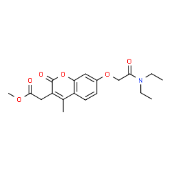 ChemSpider 2D Image | Methyl {7-[2-(diethylamino)-2-oxoethoxy]-4-methyl-2-oxo-2H-chromen-3-yl}acetate | C19H23NO6