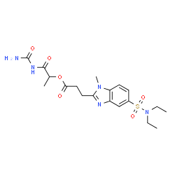 ChemSpider 2D Image | 1-(Carbamoylamino)-1-oxo-2-propanyl 3-[5-(diethylsulfamoyl)-1-methyl-1H-benzimidazol-2-yl]propanoate | C19H27N5O6S