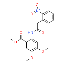 ChemSpider 2D Image | Methyl 4,5-dimethoxy-2-{[(2-nitrophenyl)acetyl]amino}benzoate | C18H18N2O7