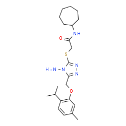 ChemSpider 2D Image | 2-({4-Amino-5-[(2-isopropyl-5-methylphenoxy)methyl]-4H-1,2,4-triazol-3-yl}sulfanyl)-N-cycloheptylacetamide | C22H33N5O2S
