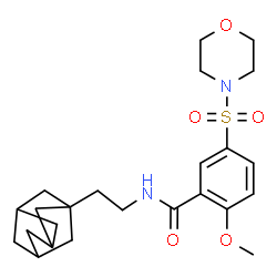 ChemSpider 2D Image | N-[2-(Adamantan-1-yl)ethyl]-2-methoxy-5-(4-morpholinylsulfonyl)benzamide | C24H34N2O5S