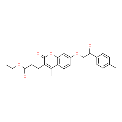 ChemSpider 2D Image | Ethyl 3-{4-methyl-7-[2-(4-methylphenyl)-2-oxoethoxy]-2-oxo-2H-chromen-3-yl}propanoate | C24H24O6