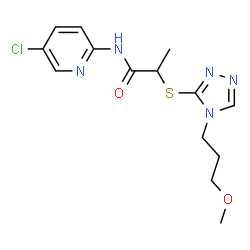 ChemSpider 2D Image | N-(5-Chloro-2-pyridinyl)-2-{[4-(3-methoxypropyl)-4H-1,2,4-triazol-3-yl]sulfanyl}propanamide | C14H18ClN5O2S