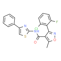 ChemSpider 2D Image | 3-(2-Chloro-6-fluorophenyl)-5-methyl-N-(4-phenyl-1,3-thiazol-2-yl)-1,2-oxazole-4-carboxamide | C20H13ClFN3O2S