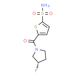 ChemSpider 2D Image | 5-{[(3S)-3-Fluoro-1-pyrrolidinyl]carbonyl}-2-thiophenesulfonamide | C9H11FN2O3S2