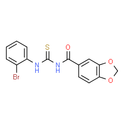 ChemSpider 2D Image | N-[(2-Bromophenyl)carbamothioyl]-1,3-benzodioxole-5-carboxamide | C15H11BrN2O3S