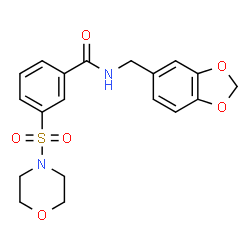 ChemSpider 2D Image | N-(1,3-Benzodioxol-5-ylmethyl)-3-(4-morpholinylsulfonyl)benzamide | C19H20N2O6S