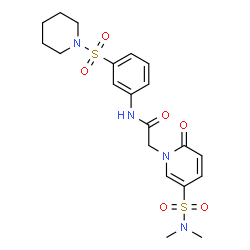 ChemSpider 2D Image | 2-[5-(Dimethylsulfamoyl)-2-oxo-1(2H)-pyridinyl]-N-[3-(1-piperidinylsulfonyl)phenyl]acetamide | C20H26N4O6S2
