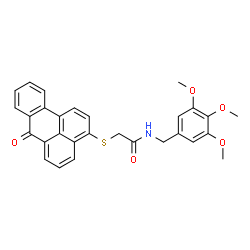ChemSpider 2D Image | 2-[(7-Oxo-7H-benzo[de]anthracen-3-yl)sulfanyl]-N-(3,4,5-trimethoxybenzyl)acetamide | C29H25NO5S