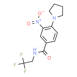 ChemSpider 2D Image | 3-Nitro-4-(1-pyrrolidinyl)-N-(2,2,2-trifluoroethyl)benzamide | C13H14F3N3O3