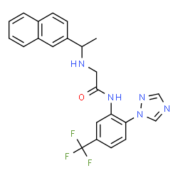 ChemSpider 2D Image | N~2~-[1-(2-Naphthyl)ethyl]-N-[2-(1H-1,2,4-triazol-1-yl)-5-(trifluoromethyl)phenyl]glycinamide | C23H20F3N5O