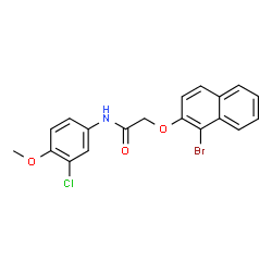 ChemSpider 2D Image | 2-[(1-Bromo-2-naphthyl)oxy]-N-(3-chloro-4-methoxyphenyl)acetamide | C19H15BrClNO3