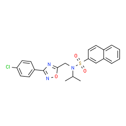 ChemSpider 2D Image | N-{[3-(4-Chlorophenyl)-1,2,4-oxadiazol-5-yl]methyl}-N-isopropyl-2-naphthalenesulfonamide | C22H20ClN3O3S