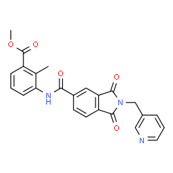 ChemSpider 2D Image | Methyl 3-({[1,3-dioxo-2-(3-pyridinylmethyl)-2,3-dihydro-1H-isoindol-5-yl]carbonyl}amino)-2-methylbenzoate | C24H19N3O5