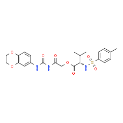 ChemSpider 2D Image | 2-[(2,3-Dihydro-1,4-benzodioxin-6-ylcarbamoyl)amino]-2-oxoethyl N-[(4-methylphenyl)sulfonyl]-L-valinate | C23H27N3O8S