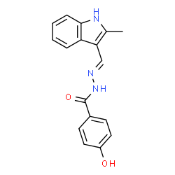 ChemSpider 2D Image | 4-Hydroxy-N'-[(E)-(2-methyl-1H-indol-3-yl)methylene]benzohydrazide | C17H15N3O2