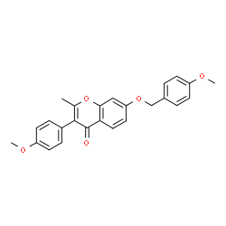 ChemSpider 2D Image | 7-[(4-Methoxybenzyl)oxy]-3-(4-methoxyphenyl)-2-methyl-4H-chromen-4-one | C25H22O5