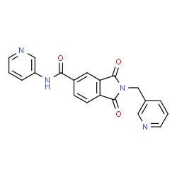 ChemSpider 2D Image | 1,3-Dioxo-N-(3-pyridinyl)-2-(3-pyridinylmethyl)-5-isoindolinecarboxamide | C20H14N4O3