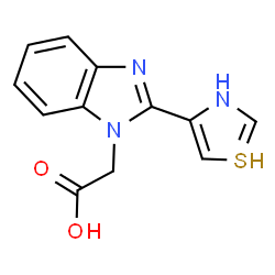 ChemSpider 2D Image | 2-[2-(3H-thiazol-4-yl)benzimidazol-1-yl]acetic acid | C12H10N3O2S