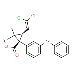 ChemSpider 2D Image | Methyl (1R,3R)-3-(2,2-dichlorovinyl)-2,2-dimethyl-1-(3-phenoxyphenyl)cyclopropanecarboxylate | C21H20Cl2O3